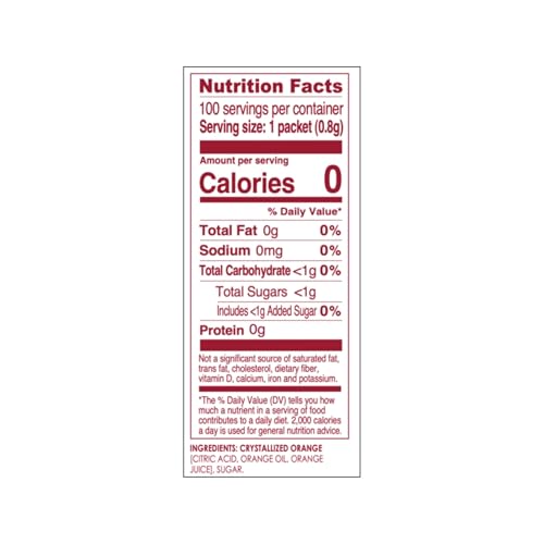 TRUE ORANGE 100CT (PACK OF 1) – WATER ENHANCER – BULK DISPENSER – 0 CALORIE DRINK MIX PACKETS FOR WATER – ORANGE FLAVORING POWDER PACKETS