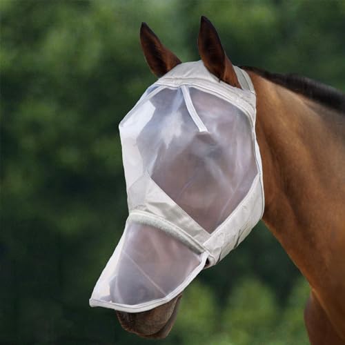 Harrison Howard CareMaster Midge-proof Fleece Padding Horse Fly Mask Full Face No Ears Moonlight Silver Medium Cob โ image 1