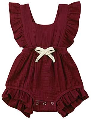 Toddler Kids Girls Summer Romper Fartido Fashion Sleeveless Candy-Colored Ruffled Jumpsuit