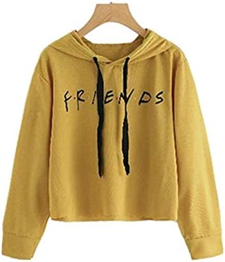 MCieloLuna Friends TV Show Printed Crop Top Long Sleeve Pullover Hooded Sweatshirt