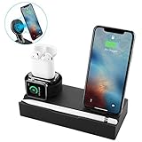 NEXGADGET 8 in 1 Charging Station Compatible for Apple Watch AirPods,Detachable Wireless Charger Compatible for iPhone Xs Max/XS/XR/X/8/8 Plus and All Qi-Enabled Devices-Black