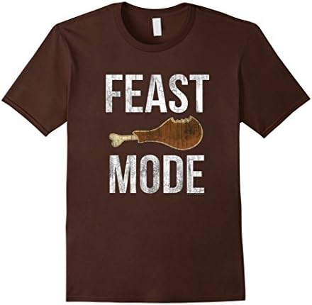 Men's Thanksgiving T-Shirt Feast Mode Funny Thanksgiving Beast XL Brown