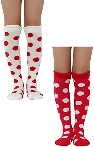 Girls Knee High Socks Cotton Cute Fashion Legging Stripe or Round Dot Dress Sock