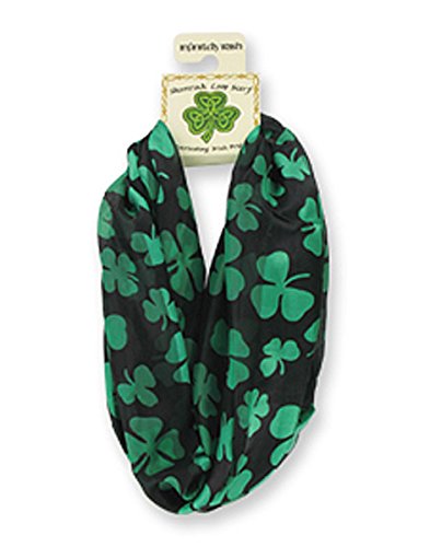 Infinitely Irish Black and Green Shamrock Loop Scarf