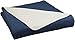AmazonBasics Reversible Fleece Blanket - Full/Queen, Navy/Cream