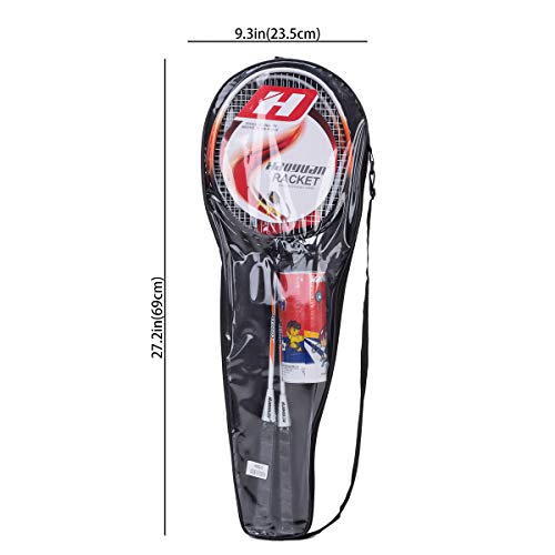 TJ Global Premium Quality Badminton Racquet, Pair of 2 Rackets with 3 Shuttlecocks and Carrying Bag Included, for Professional & Beginner Players, Lightweight Carbon Fiber (Orange)