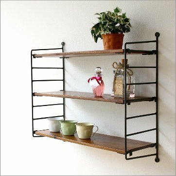 Amazon ウォールシェルフ 壁掛け棚 木製 アイアン おしゃれ 天然木