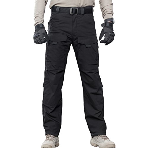 FREE SOLDIER Outdoor Men Multi Pockets Tactical Pants Cargo Pants( Black, L)