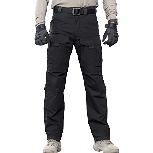 FREE SOLDIER Outdoor Men Multi Pockets Tactical Pants Cargo Pants(Black XXL)