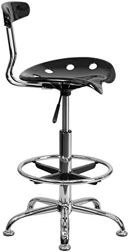 Flash Furniture Vibrant Black and Chrome Drafting Stool with Tractor Seat, 50.8 x 43.82 x 104.14 cm - Image 4