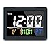 GLOUE Digital Alarm Clock with USB Port for Charging Snooze Function, Timer, Sound Control Function, 12/24Hr, World time Pattern, Month Date & Temperature Display - Black, 8 Alarm Rings