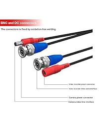 Tainston - Cable de alimentación de video BNC blanco (4 unidades, cable todo en uno, con conectores para CCTV, cámara, DVR, sistema de vigilancia)