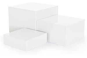 NEETBU Metal Display Stands for Buffet Table - Black & White Cake Risers, Cupcake Stand for Wedding, Party, Catering Supplies, Elegant Food Risers for Displaywith 3Pcs Hollow Bottoms 6''x7''x8'', Sturdy & Modern (White, (6,7,8)"-1 set)