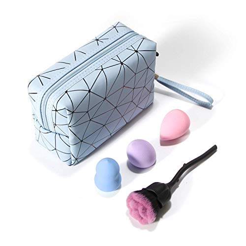 Makeup Bag Small Travel Portable Multifunctional for Cosmetics Make Up Tools with Mini Makeup Brush Set Sponge Gift for Women Girls
