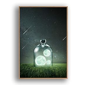 Framed Canvas Wall Art for Living Room, Bedroom Moon with Bright Canvas Prints for Modern Home Decoration Ready to Hang - 16"x24" inches