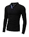 StyleDome Men`s Lapel Stand Collar Tops Long Sleeve Regular Basic Polo Shirts Black XL