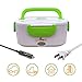 Sweet Home Bee 2 in 1, Electric Lunch Box –FAST HEATING, Car, Truck, Home Use, Portable Food Warmer Heater with Food Grade Removable Stainless Steel Container and Fork