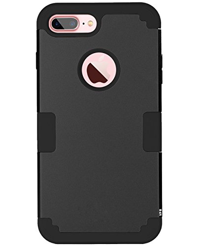iPhone 8 Plus Case, 8 Plus Case, VPR 3 in 1 Hybrid Cover Hard PC Soft Silicone Rubber Heavy Duty Shock Absorbing Protective Defender Case for Apple iPhone 8 Plus 2017 Release (Black)