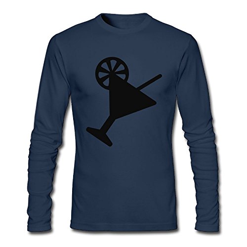 Thelover8 Men's Cocktail Long Sleev T-Shirt - Navy