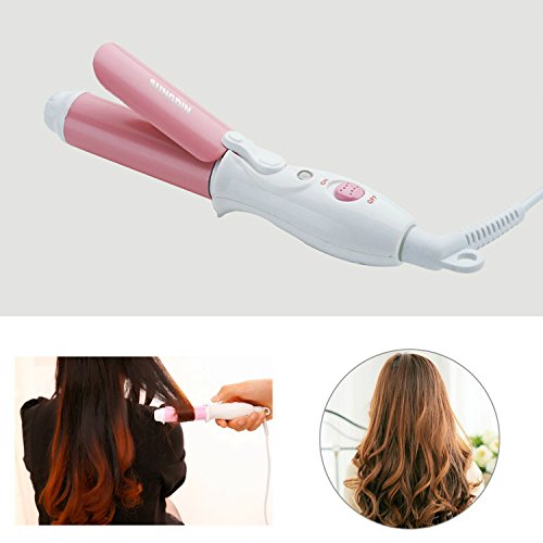 Oumers Mini Hair Curling Irons, Woman Hair Curler Curling Iron Wands, Girl Ceramic Curling Wand, Home Appliances Hair Roller Styling Tools, 110-220V Pink
