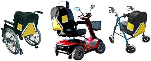 High Visibility Wheelchair and Mobility Scooter Bag with 1 X Crutch and Walking Stick Holder.