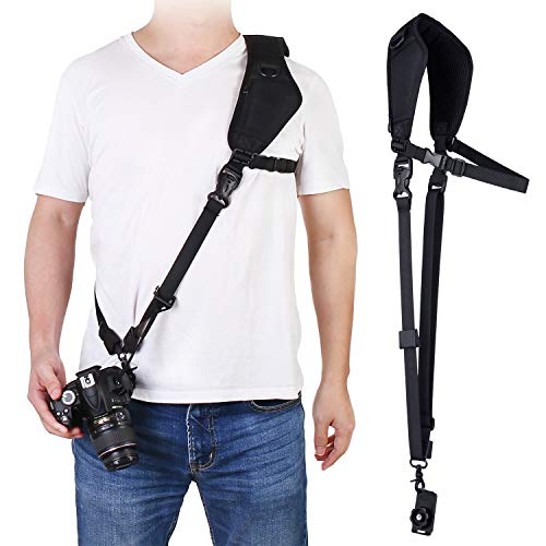 waka Camera Neck Strap with Quick Release, Safety Tether and Underarm Strap, Adjustable Camera Shoulder Sling Strap for Nikon Canon Sony Fuji DSLR Camera, Black - Thumbnail 7