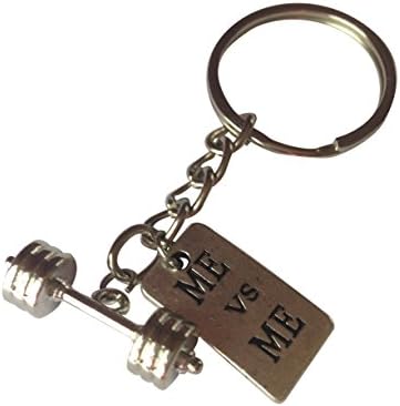 Barbell and Me vs Me Keychain (Straight Barbell )