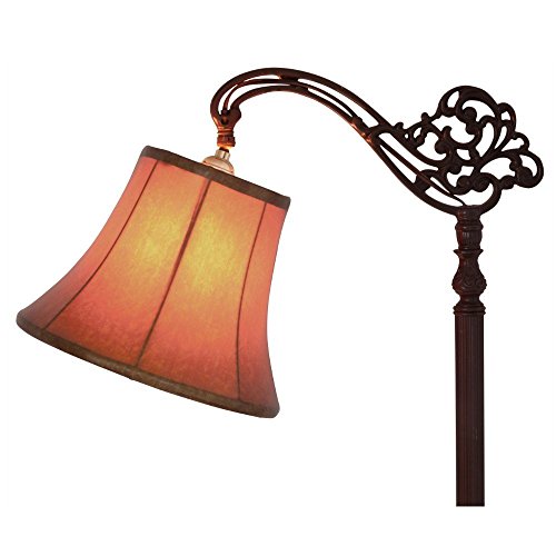 Upgradelights Tan 12 Inch Leather Bell Lamp Shade with Uno Fitter (8x12x8.5)