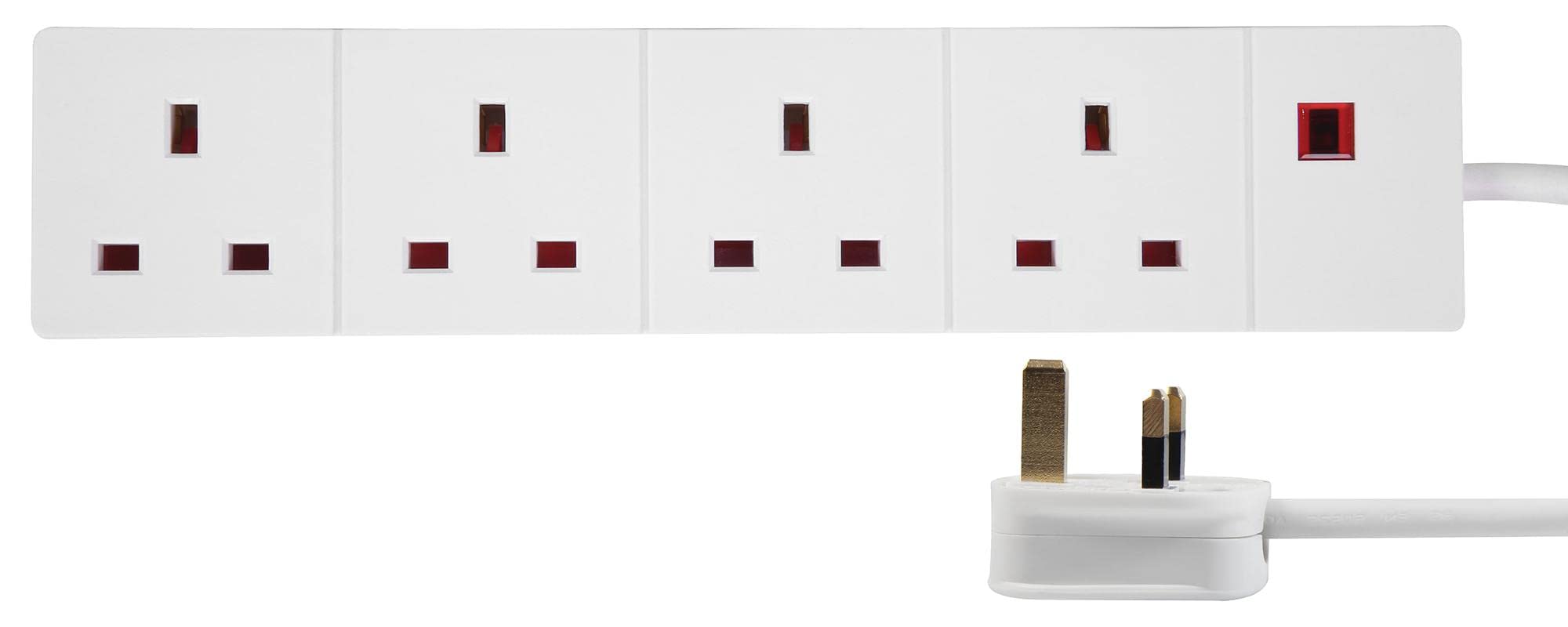 PRO ELEC PELB1997 Mains Extension Lead with Neon Indicator, 4 Gang, 7.5m, White