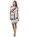 PattyBoutik Women Striped Crewneck Cap Sleeve Dress (Navy Blue and Ivory Small)