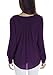 Womens V Neck Long Sleeve Ruffled Shoulder Solid Chiffon Blouse (X-Large, Purple)