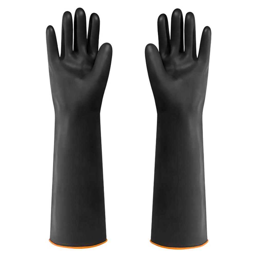 Tiardey 1 Pairs Heavy Duty Rubber Gloves Acid Alkali Protection Non-Slip Gauntlet Chemical Resistant Gloves Industrial Protective Gauntlets Safety Work Gloves
