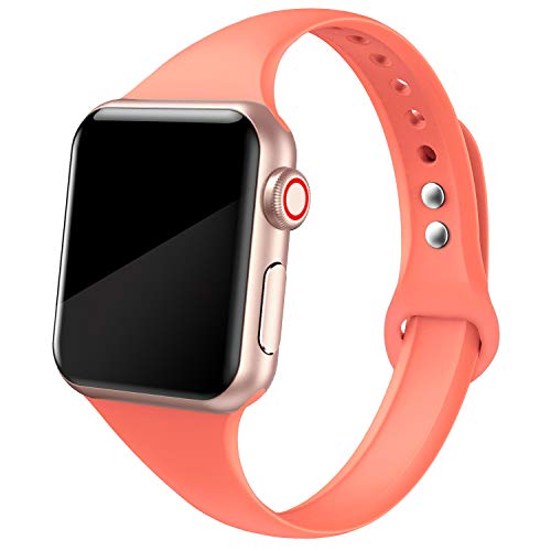 SWEES Sport Band Compatible with iWatch 38mm 40mm 42mm 44mmn, Narrow Soft Silicone Slim Small Replacement Wristband for iWatch Series 5 Series 4, Series 3, Series 2, Series 1, Sport Edition Women Men