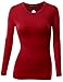 Doublju Women Stretchy Round Neckline Fitted Long Sleeve T-Shirts