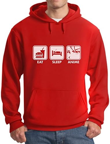 TeeStars - Eat Sleep Anime Cool Hoodie X-Large Red