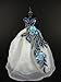 White Gown with Large Blue Applique Flowers Made to Fit the Barbie Doll