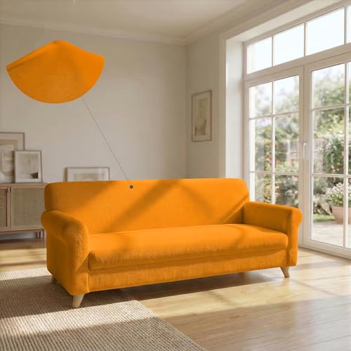 Italian Bed Linen Più Bello bielastic Sofa Cover Orange,4 Places