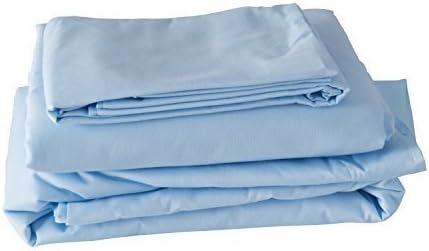 DMI Hospital Bed Sheet Set with Fitted Sheet, Top Sheet and Pillow Case, 36 x 80 x 6 inches, Blue by MABIS DMI Healthcare