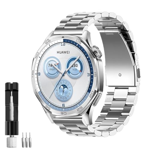 T Tersely 22mm Band Strap for Huawei Watch 5 46mm/GT5 46mm/GT5 Pro 46mm/GT4 46mm/GT3 46mm, Stainless Steel Metal Replacement Band for Huawei
