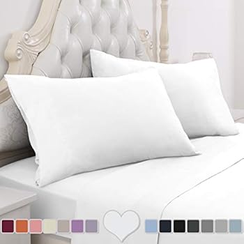 HOMEIDEAS 4 Piece Bed Sheet Set (Queen, White) 100% Brushed Microfiber 1800 Bedding Sheets - Deep Pockets, Wrinkle & Fade Resistant