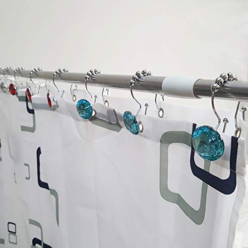 Set of 12 Rhinestone Decoration Stainless Steel Ring Shower Curtain