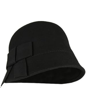 100% Wool Vintage Winter Cloche Hat w/ Adjustable Inner Drawstring - One Size