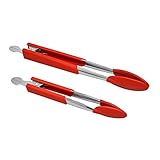 Rachael Ray 47018 Lil' Huggers Nylon Tongs Set, 2 Piece, Red