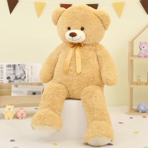 MorisMos Giant Plush Bear 130 cm, XXL Light Brown Teddy Bear Plush Large Plush Toy Bear, Soft Teddy Bear Gift for Baby Girlfriend Her Him Birthday Decorations