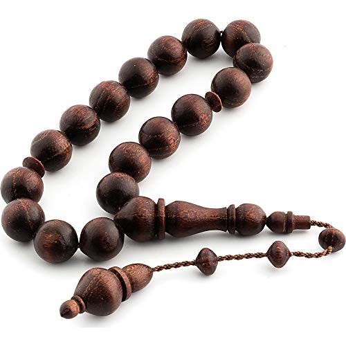 LaModaHome Muslim Prayer Beads%100 Natural Rambutan Tree & Wooden Tassels & Brown - & 33 Beads - Rambutan Tree & Decorated Tassel Made in Turkey & Tasbih & Muslim Rosary