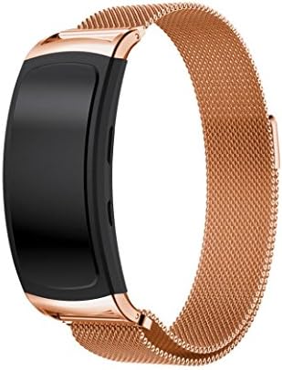 For Samsung Gear Fit 2 Pro Watchbands,Milanese Magnetic Loop Stainless Steel Band Strap for Samsung Gear Fit2 Pro Smartwatch (Rose Gold)