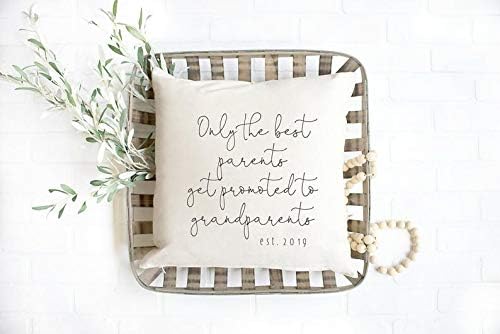 Maxwell546 Only The Best Parents Get Promoted Throw Pillow, Gift for Grandparents To Be, Pregnancy Reveal to Parents, Birth Announcement, New Baby