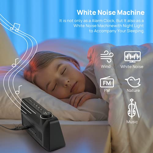 Alarm Clock for Heavy Sleepers, WINEES Digital Clock White Noise