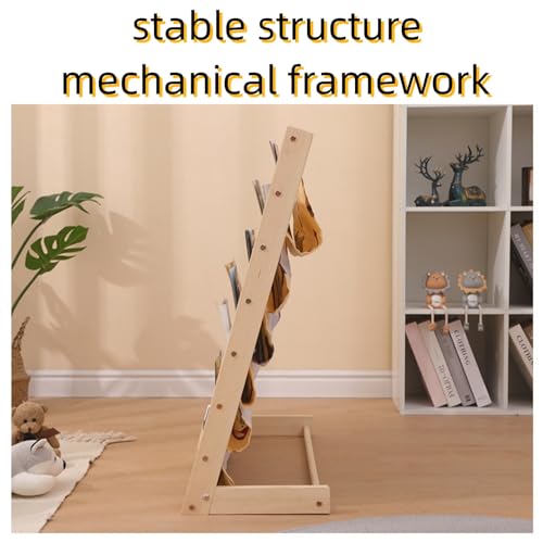 AM ANNA Wooden Bookshelf for Kids,6 Tier Kids Bookshelf Wood Bookrack Canvas Book Storage Shelf Display,Bookshelf Kid Books and Magazines Easy to Reach Book Shelves (60 CM)