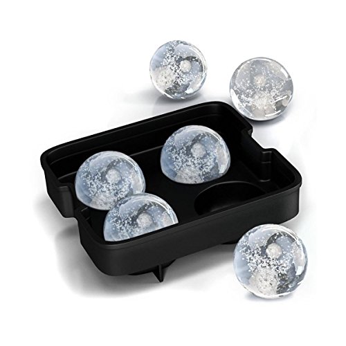 Teikis ice ball maker, sphere ice mold, 4 x 2- inch, 4 balls